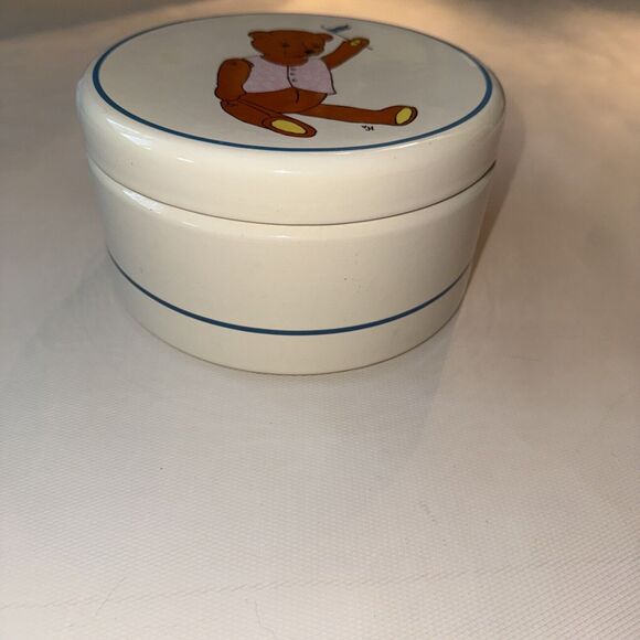 Vintage Pfaltzgraff Hand-Painted Teddy Bear Trinket Box - Picture 2 of 4